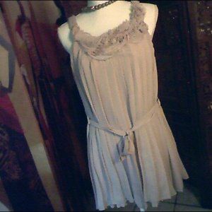 Papaya Tan Med Pleated Belted Top w/Pleated Lining